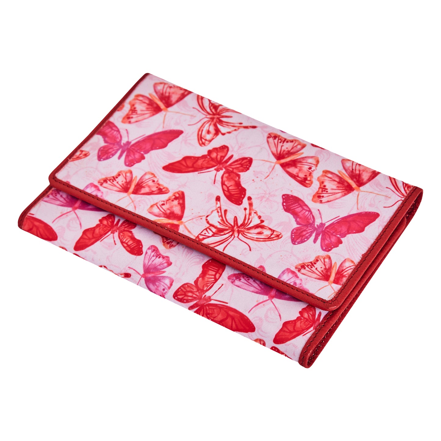Women’s Travel Organizer – Vibrant Butterfly Print and Leather Trim