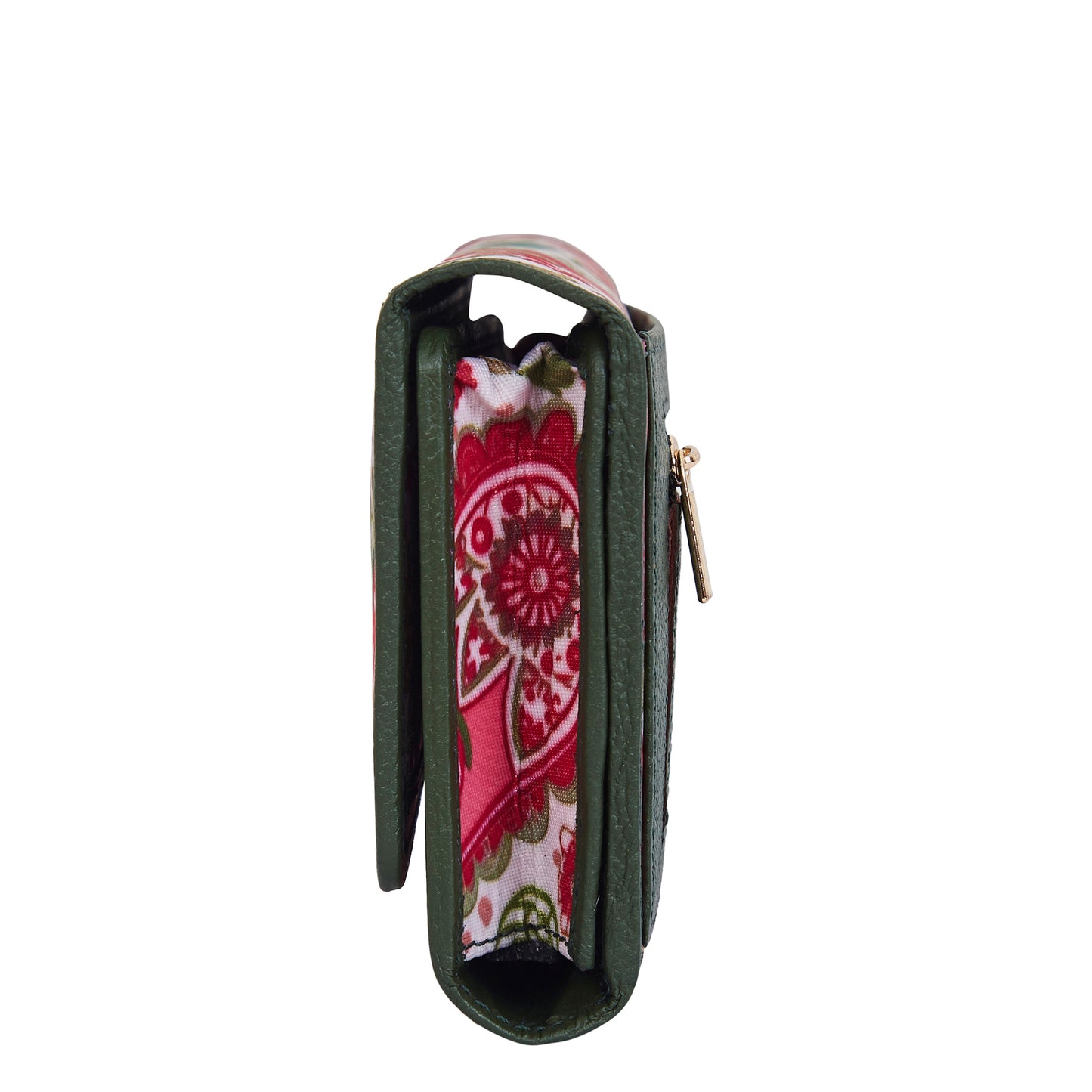 Elegant Paisley Print Tri-Fold Wallet with Leather Detailing for Sophisticated Organization