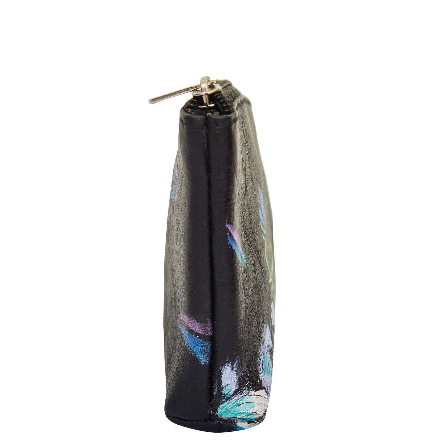 Trendy Hand-Painted Leather Coin Pouch with Cat Design