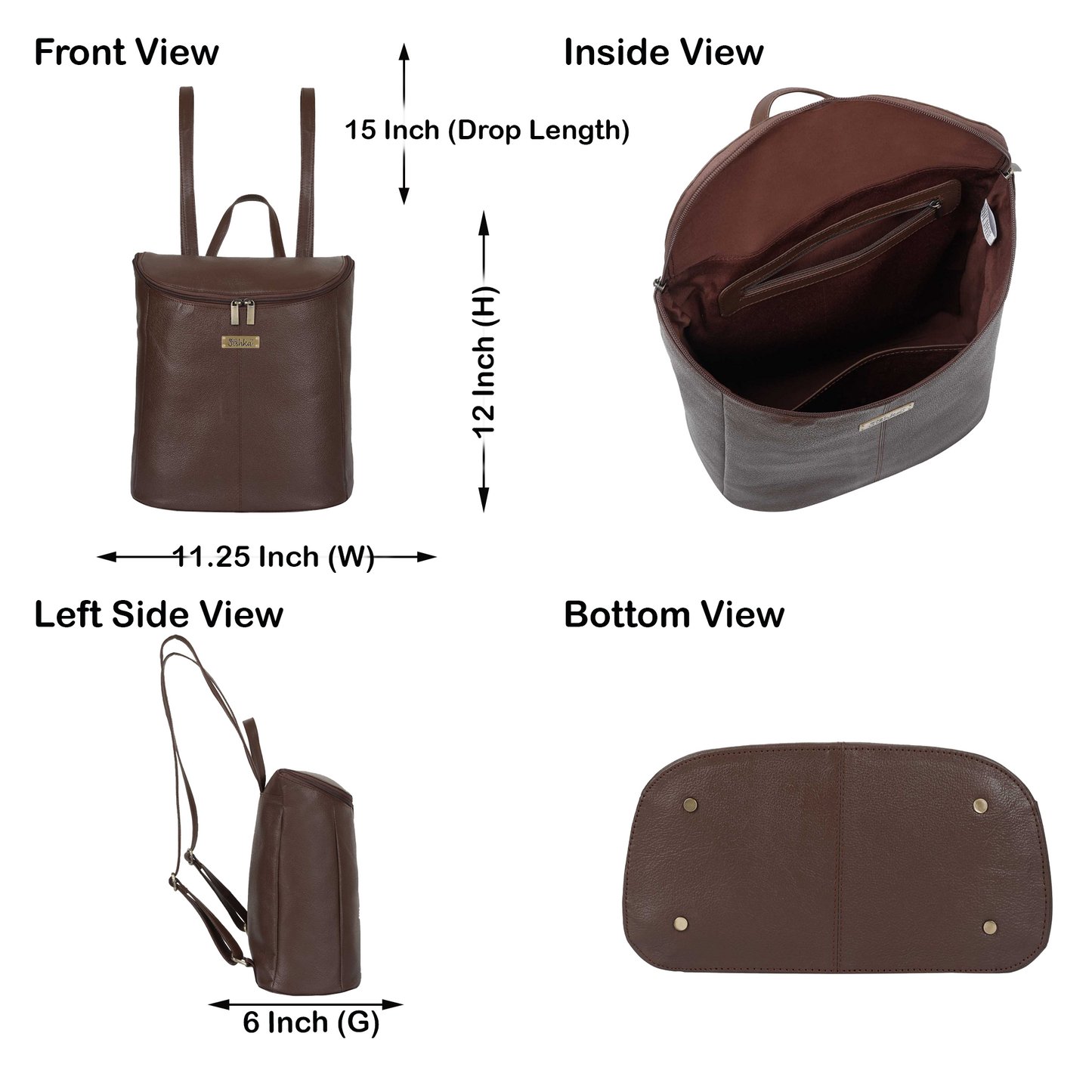 Genuine Leather Brown Backpack Purse for Women – Designer Shoulder Bag, Stylish Travel Backpack, Trendy Leather Purse for Ladies, Fashionable Bag for Work, College, and Travel |Sishka