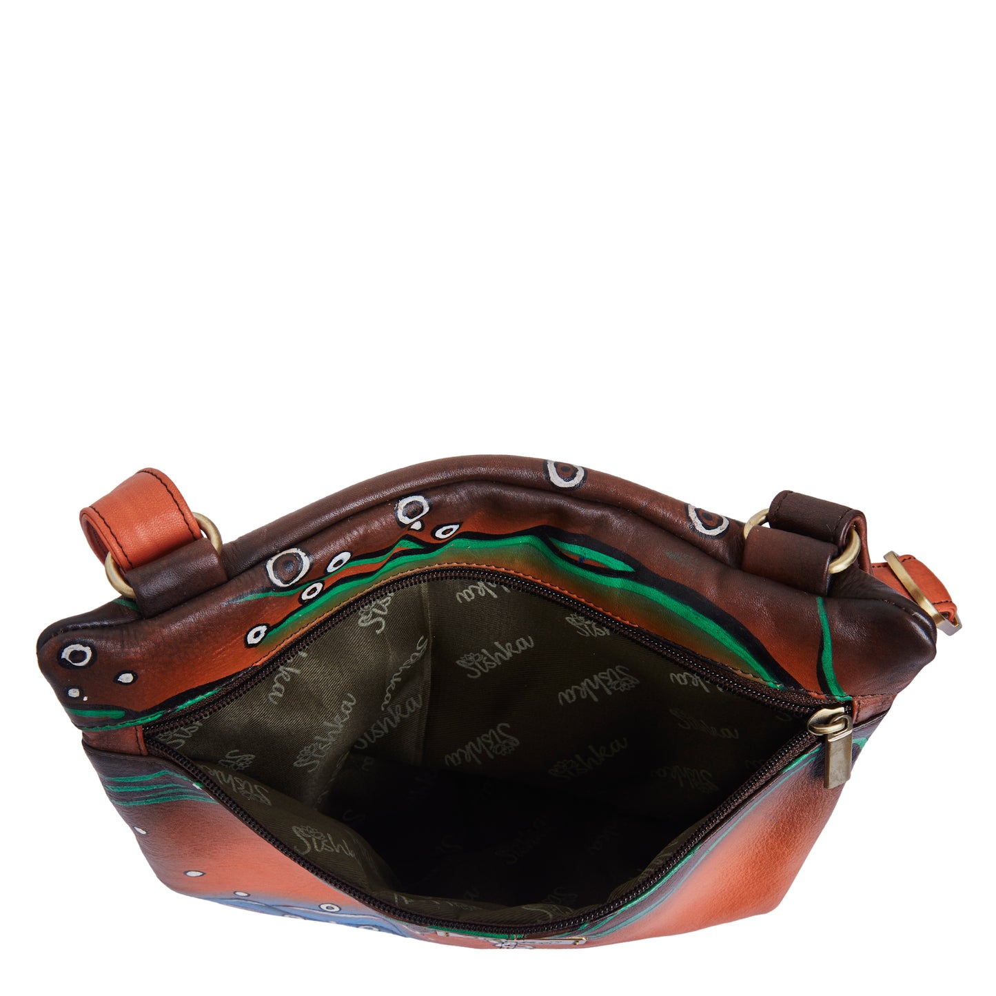 Marine Beauty Hand-Painted Leather Slim Cross body Bag