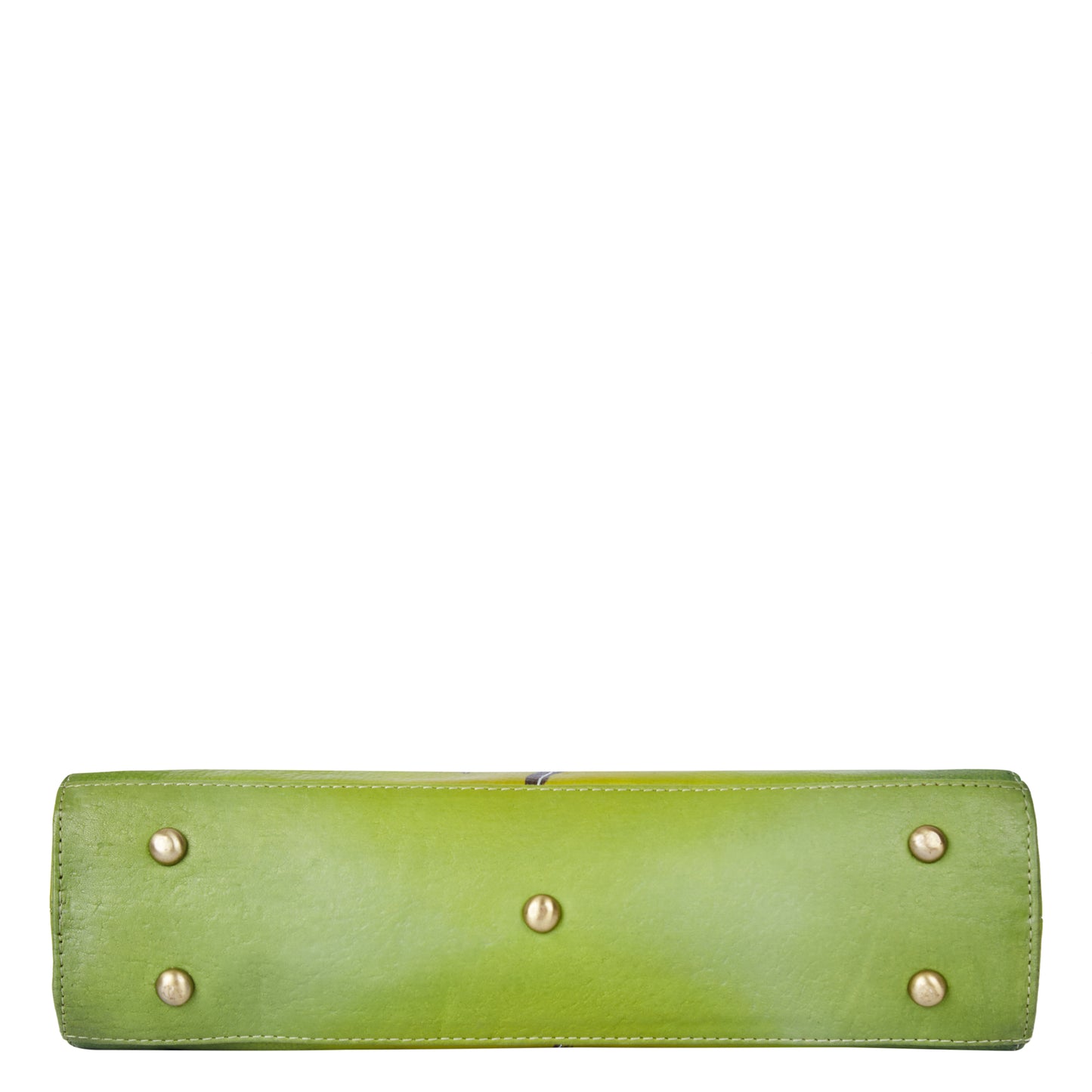 Emerald green floral design hand-painted on a stylish leather bag