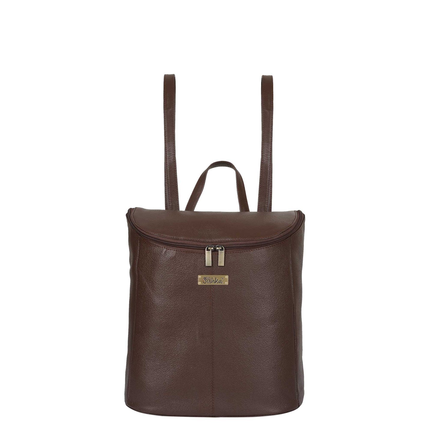 Genuine Leather Brown Backpack Purse for Women – Designer Shoulder Bag, Stylish Travel Backpack, Trendy Leather Purse for Ladies, Fashionable Bag for Work, College, and Travel |Sishka