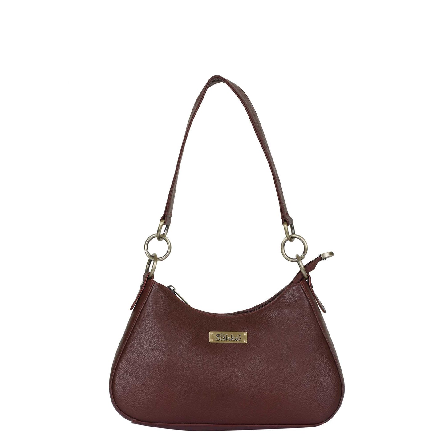 Shoulder Bag in Cherry Red – Purse for Women by Sishka, Hobo Handbag, Soft Genuine Leather Half Moon Tote with Top Zipper Closure, Perfect for Daily Use, Travel & Casual Outings.