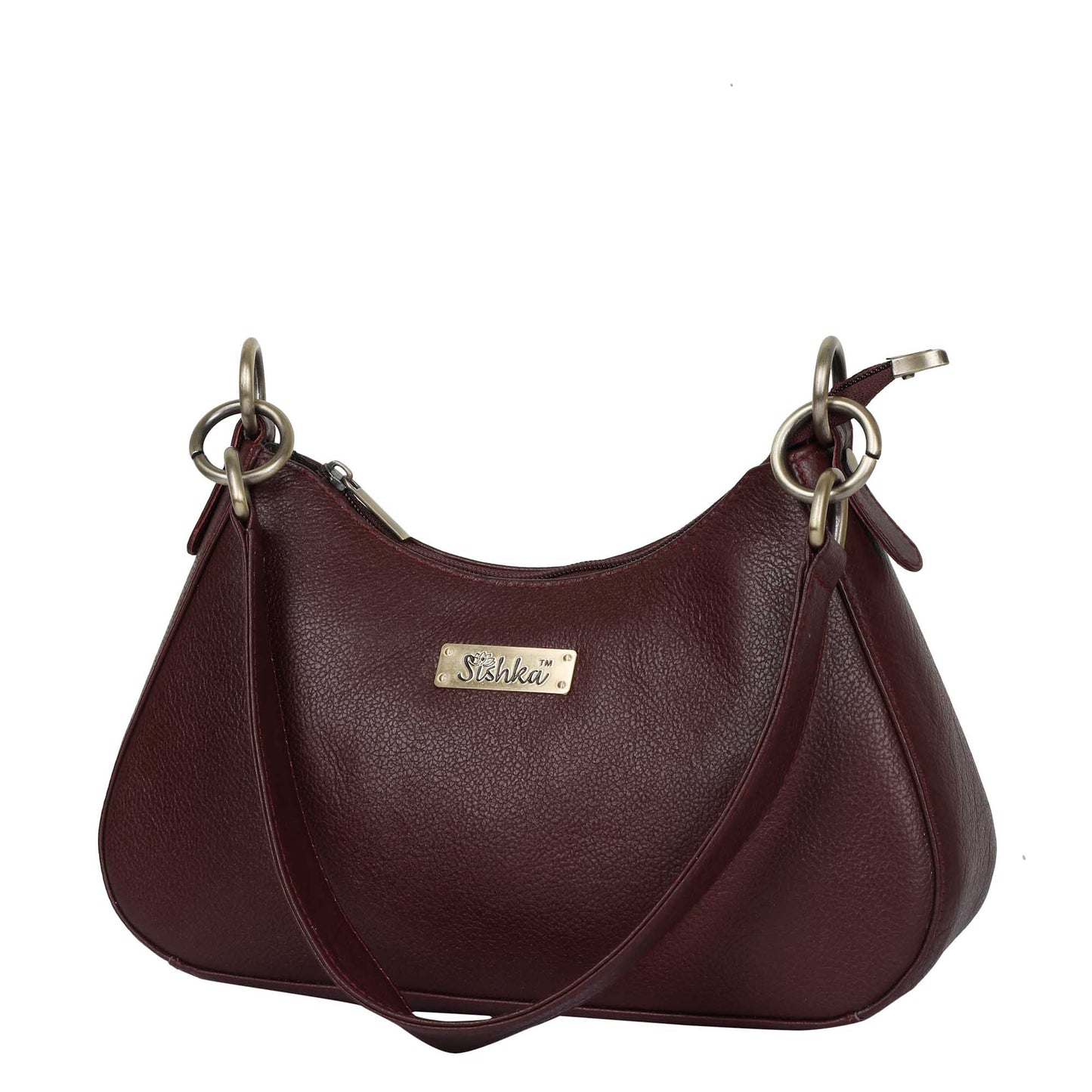 Shoulder Bag in Cherry Red – Purse for Women by Sishka, Hobo Handbag, Soft Genuine Leather Half Moon Tote with Top Zipper Closure, Perfect for Daily Use, Travel & Casual Outings.