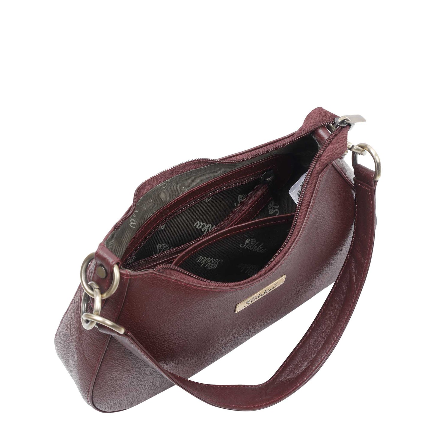 Shoulder Bag in Cherry Red – Purse for Women by Sishka, Hobo Handbag, Soft Genuine Leather Half Moon Tote with Top Zipper Closure, Perfect for Daily Use, Travel & Casual Outings.