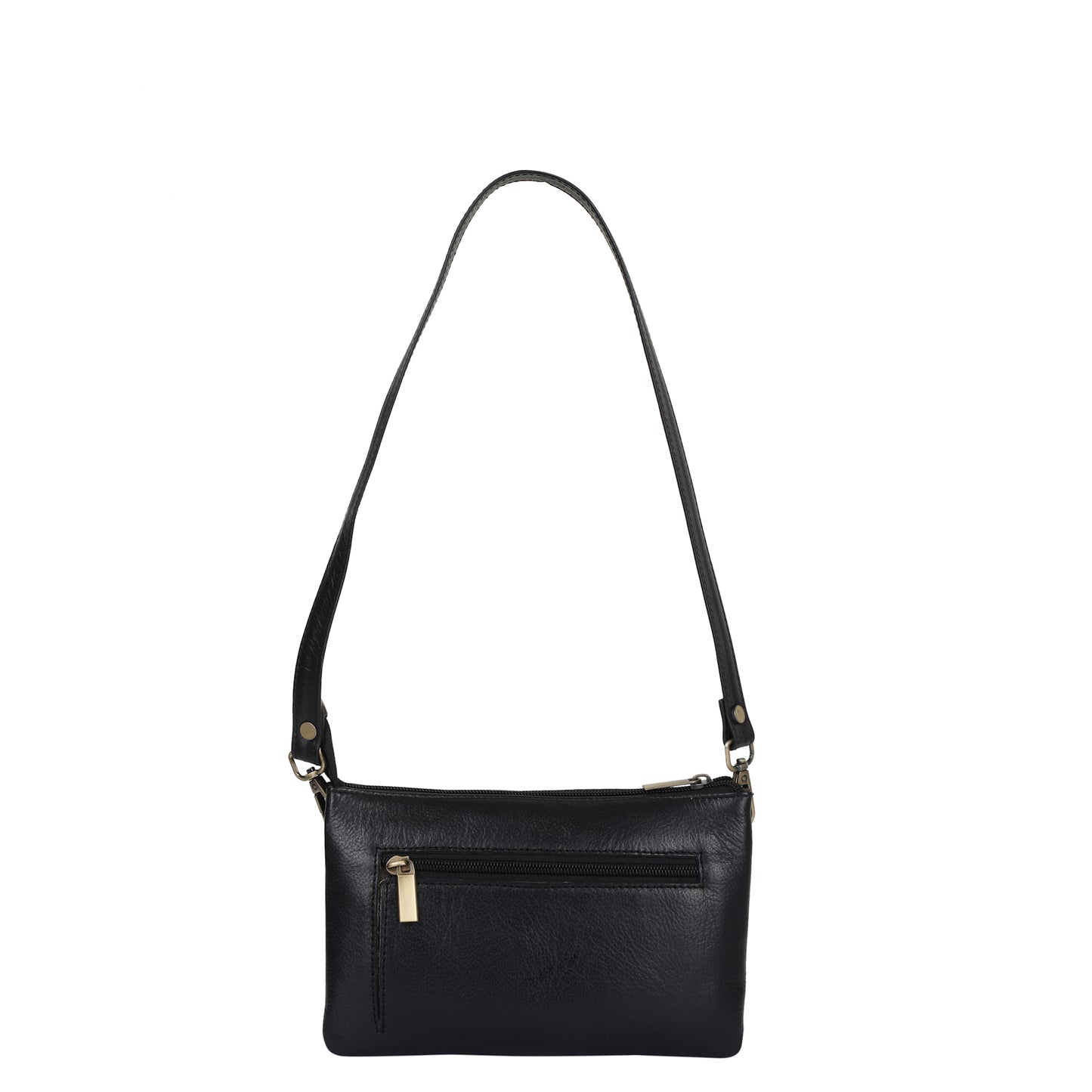 Sishka Black Genuine Leather Crossbody Organizer Bag for Women – Sleek Crossover Purse, Stylish Shoulder Handbag for Daily Use, Casual Trips, Outings & Parties (H 5.25" x W 8.37" x D 0.75").