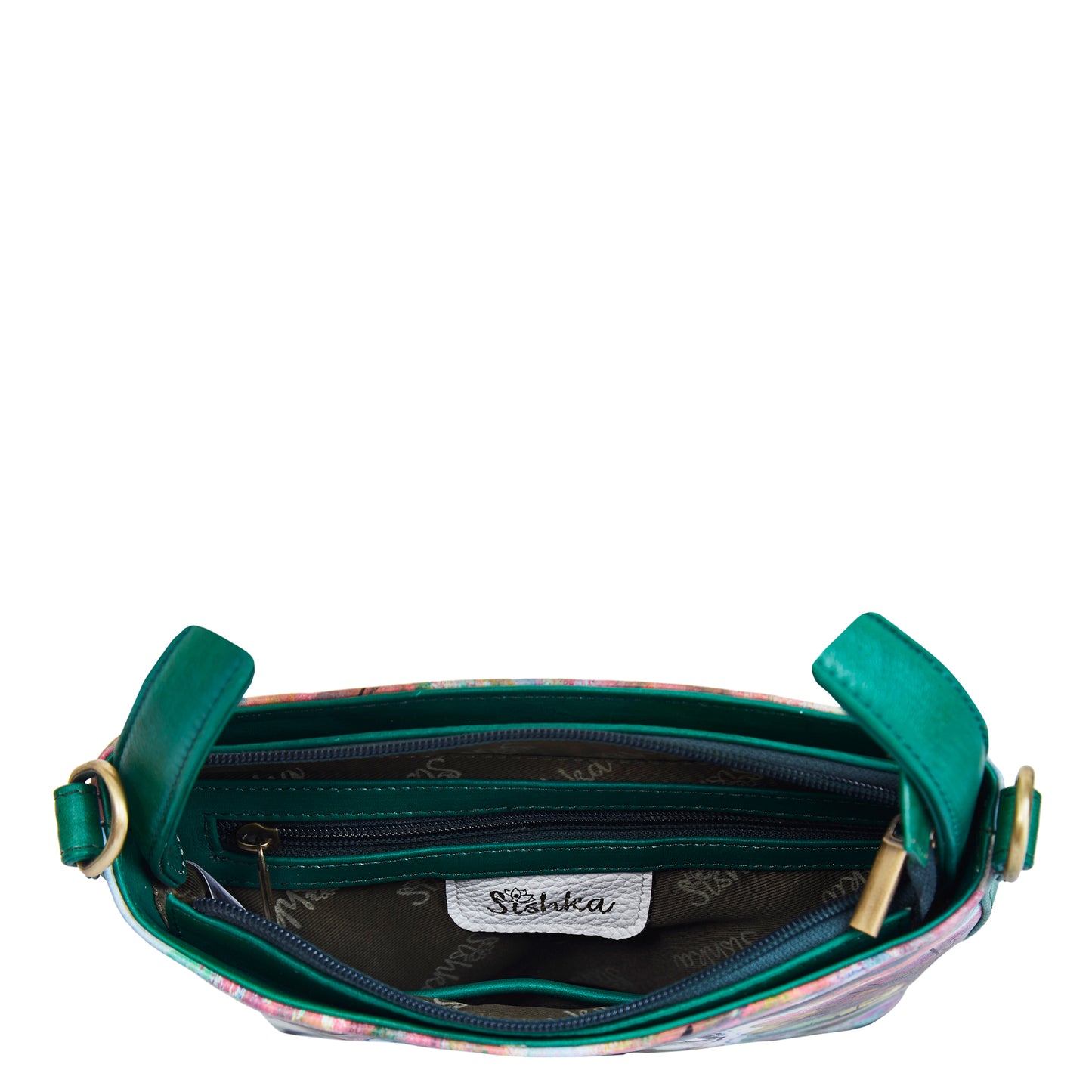 Sishka Hand-Painted Leather Satchel Bag – Majestic Tiger Art, Stylish Shoulder Purse with Detachable Strap.