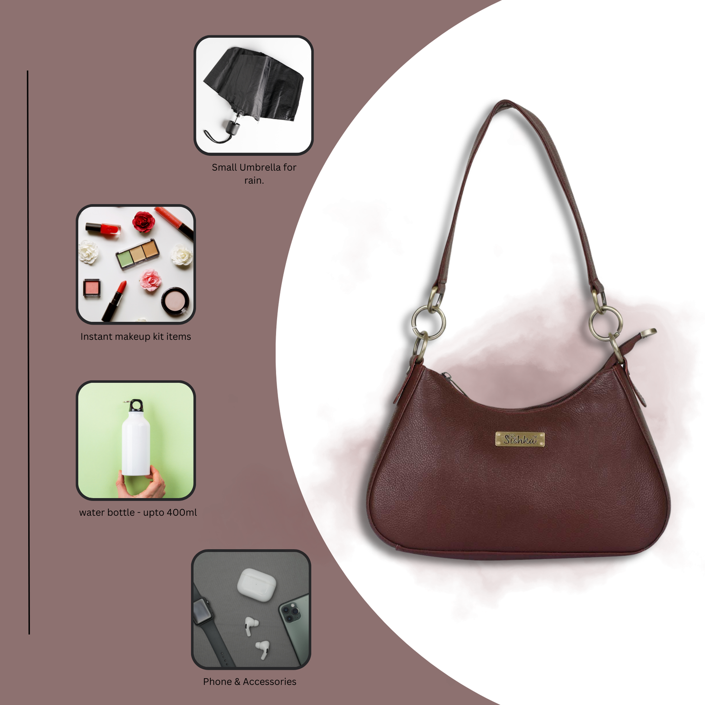 Shoulder Bag in Cherry Red – Purse for Women by Sishka, Hobo Handbag, Soft Genuine Leather Half Moon Tote with Top Zipper Closure, Perfect for Daily Use, Travel & Casual Outings.
