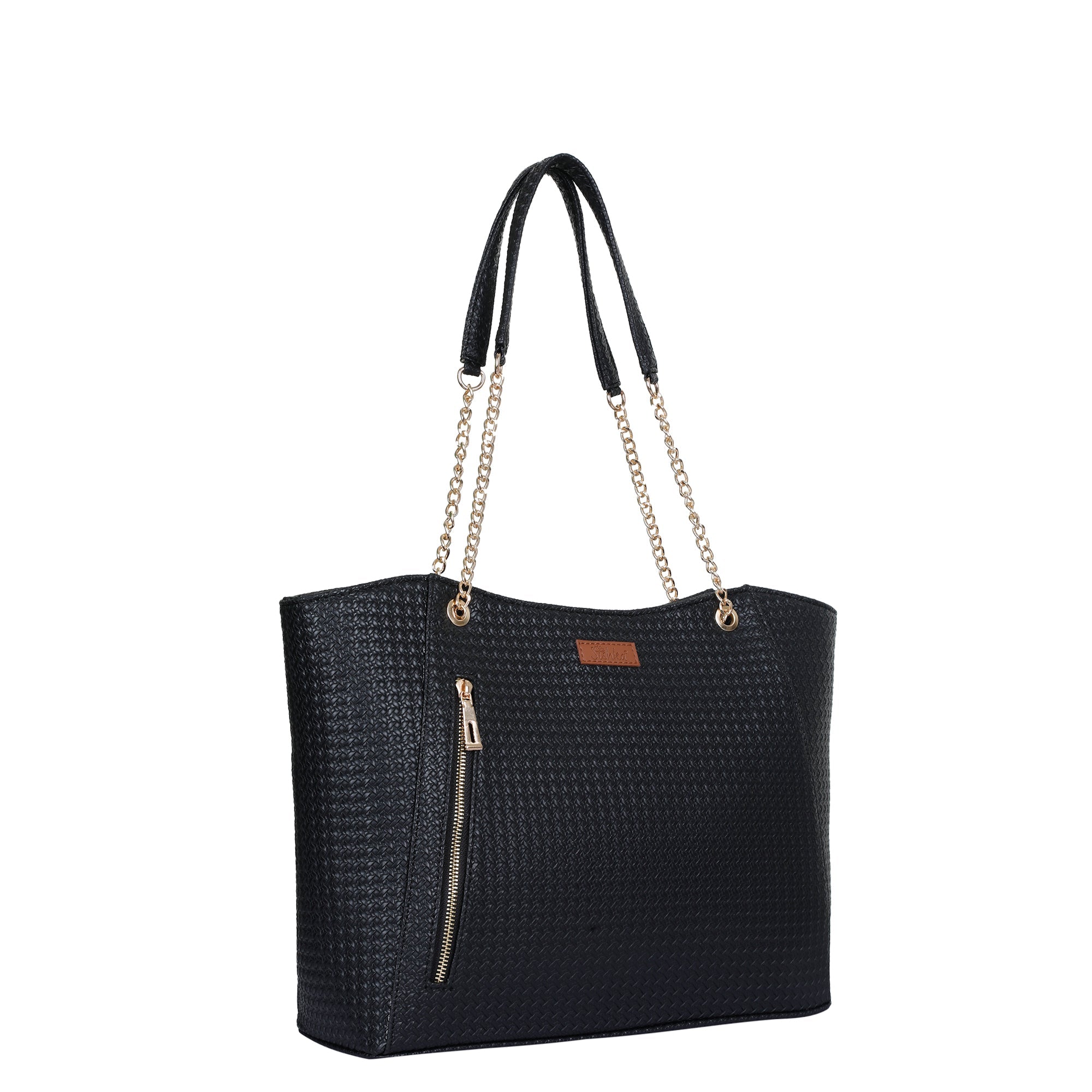 Sishka Black Satchel Bag for Women – Vegan Leather Tote, Shoulder Purse with Top Handles