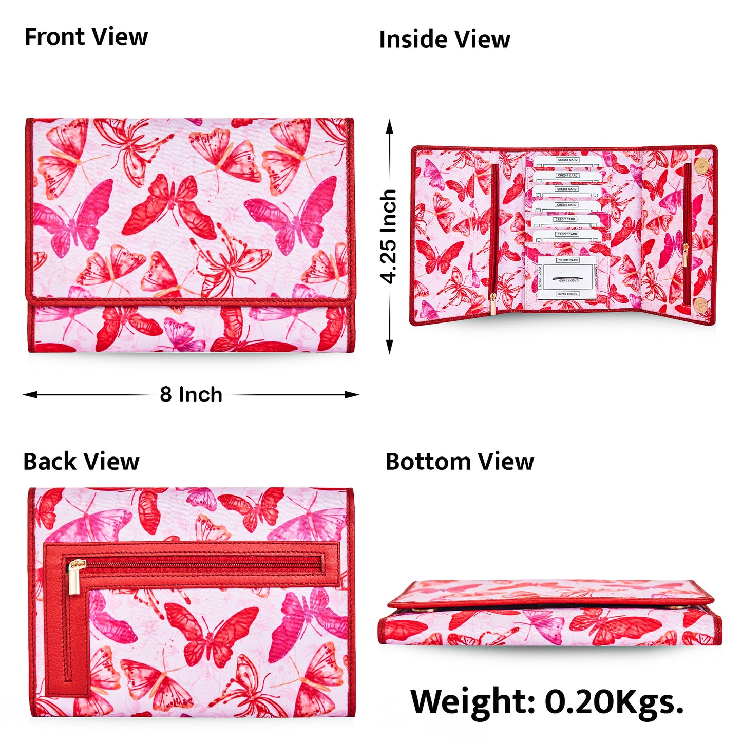 Women’s Travel Organizer – Vibrant Butterfly Print and Leather Trim