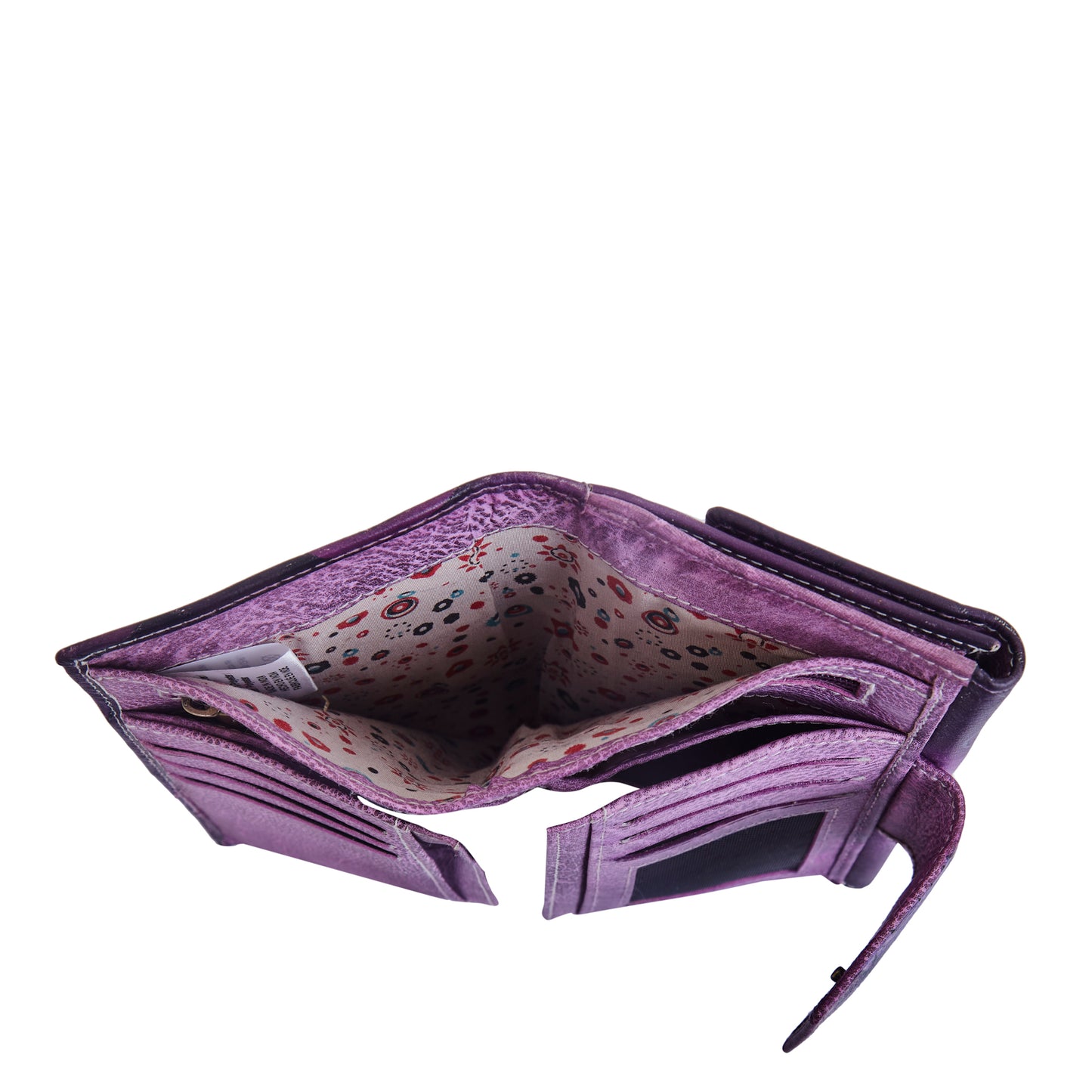 Bifold wallet made of real leather with a hand-painted swan design
