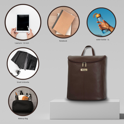 Genuine Leather Brown Backpack Purse for Women – Designer Shoulder Bag, Stylish Travel Backpack, Trendy Leather Purse for Ladies, Fashionable Bag for Work, College, and Travel |Sishka