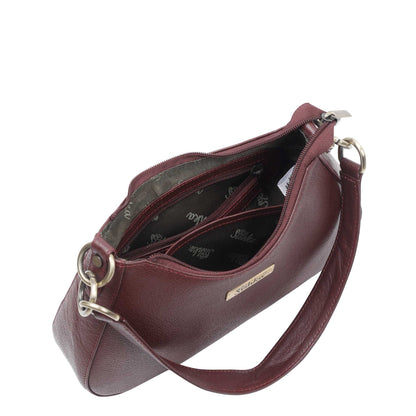 Shoulder Bag in Cherry Red – Purse for Women by Sishka, Hobo Handbag, Soft Genuine Leather Half Moon Tote with Top Zipper Closure, Perfect for Daily Use, Travel & Casual Outings.